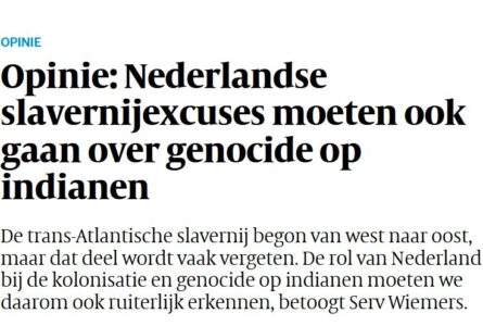 Nederlandse slavernijexcuses nodig voor genocide op indianen